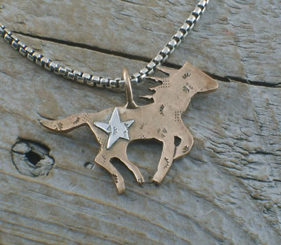 Pendant Bronze Horse w/ Sterling SilverChain